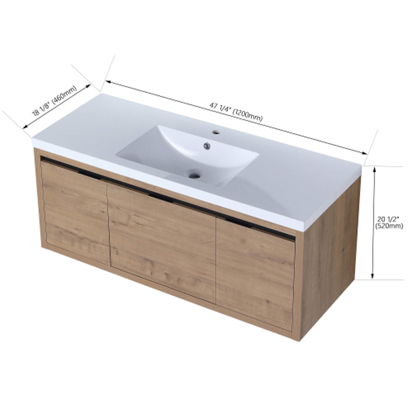 Alora Floating Walnut Bathroom Vanity With Resin Sink Soft Close Doors