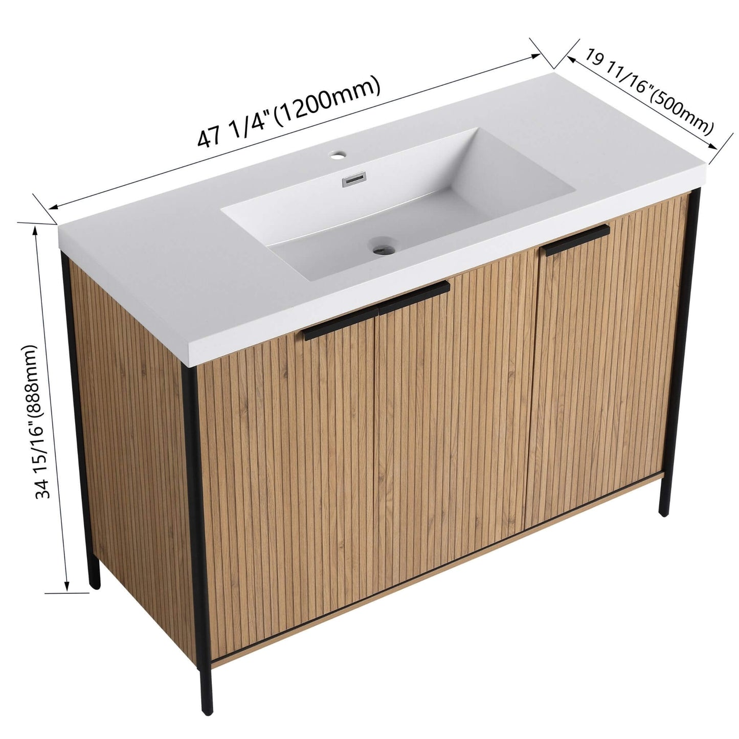 Alora 48-Inch Modern Light Coffee Freestanding Vanity With Resin Sink