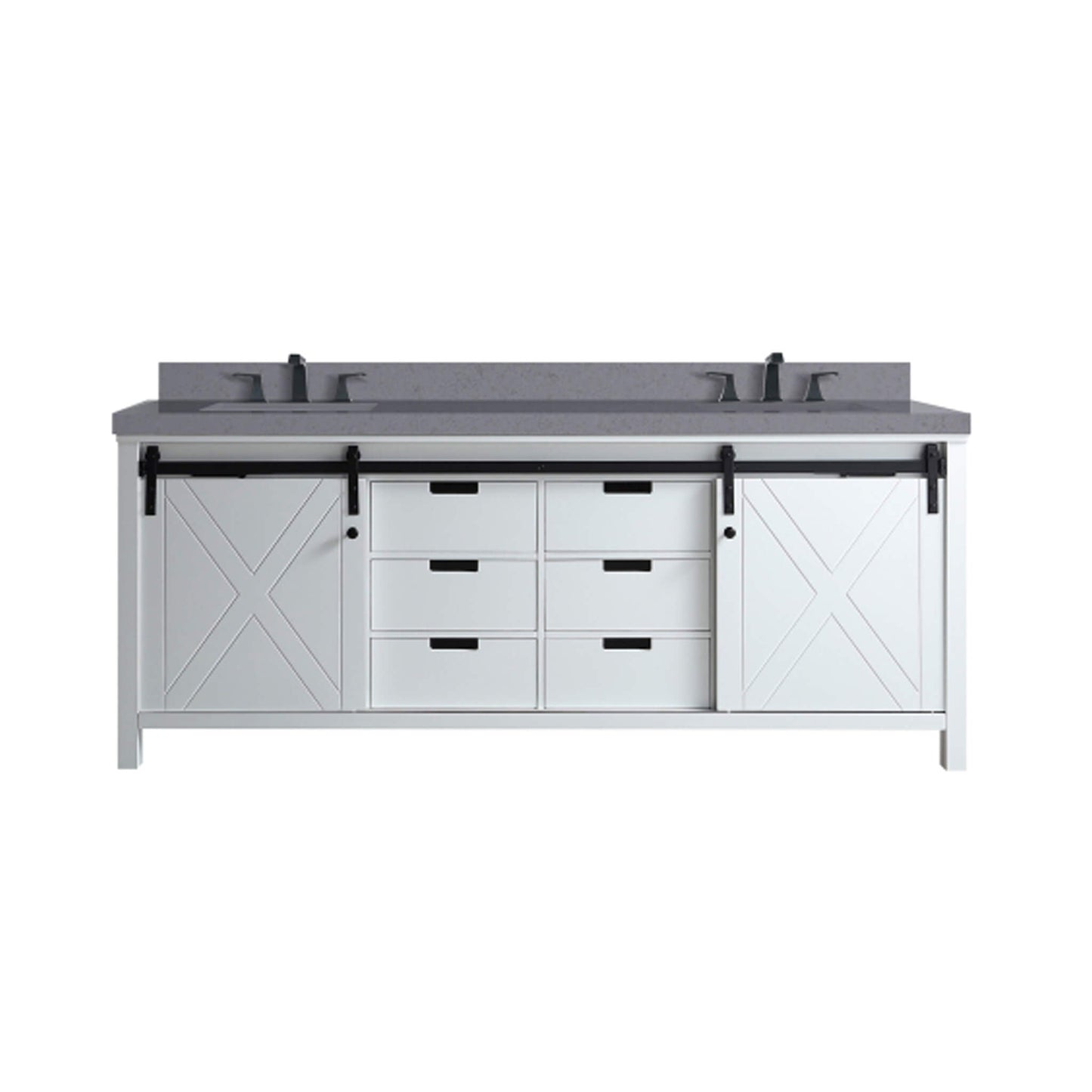 Alora White Bathroom Vanity With Gray Quartz Top And Faucet Set
