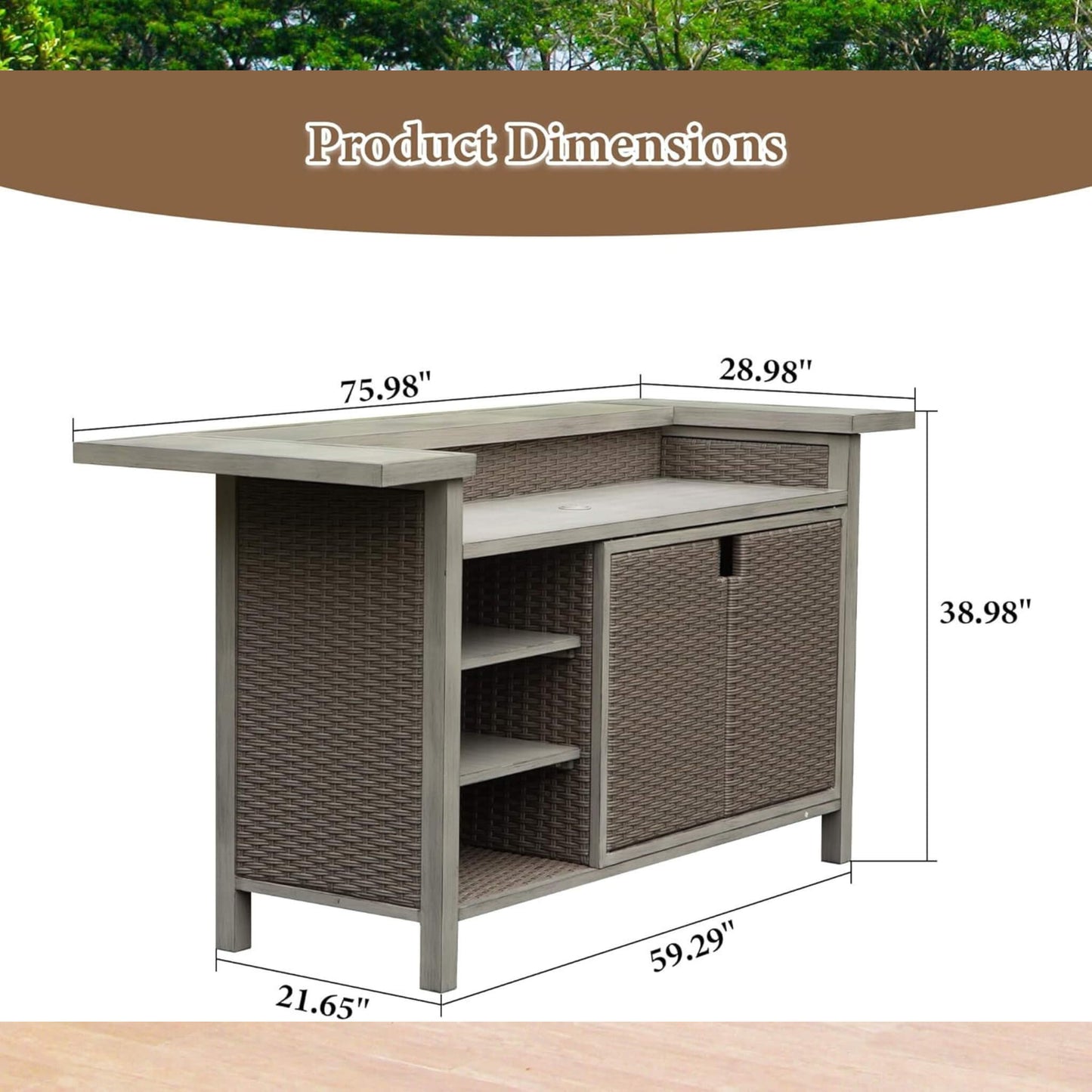 Alora Premium All-Weather Spacious Outdoor Patio Bar Table With Aluminum Frame