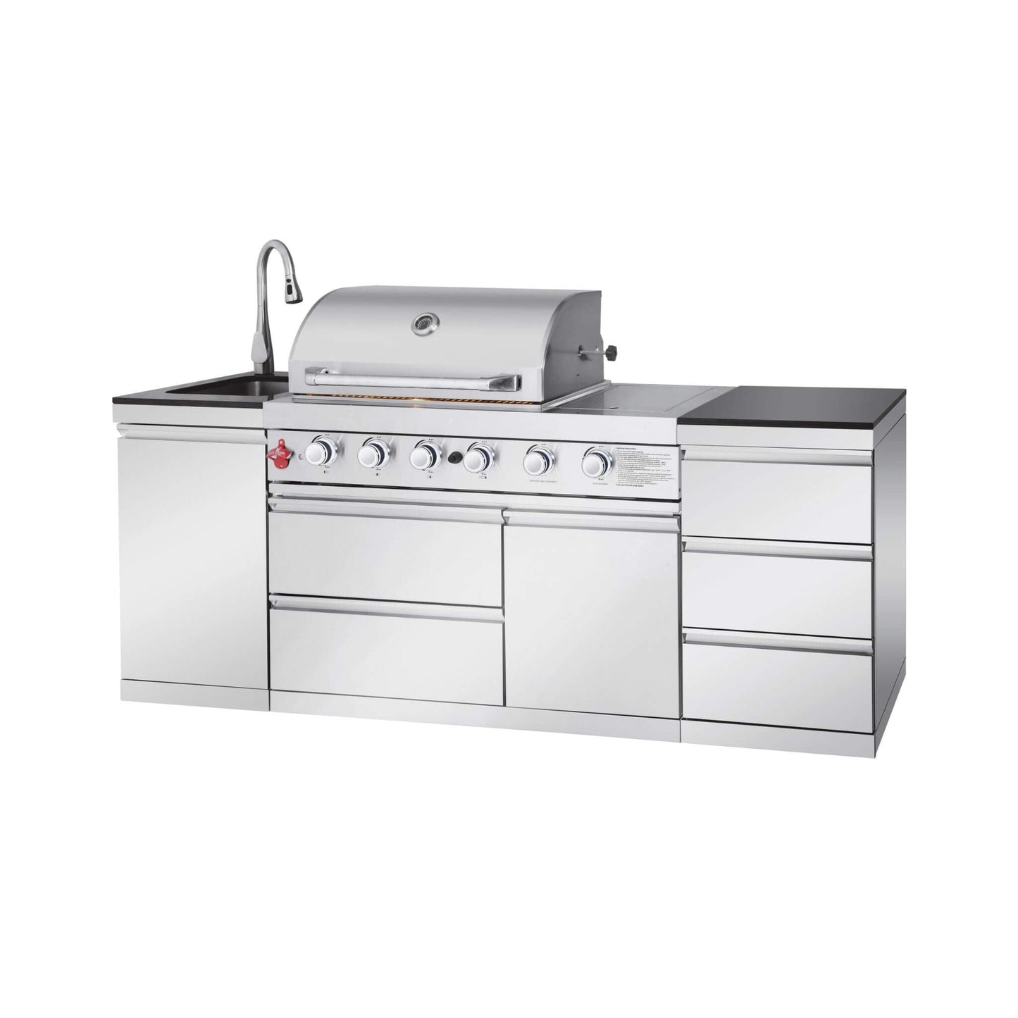 Castelle Flame Deluxe 4-Burner 72000 BTU Stainless Steel BBQ Island