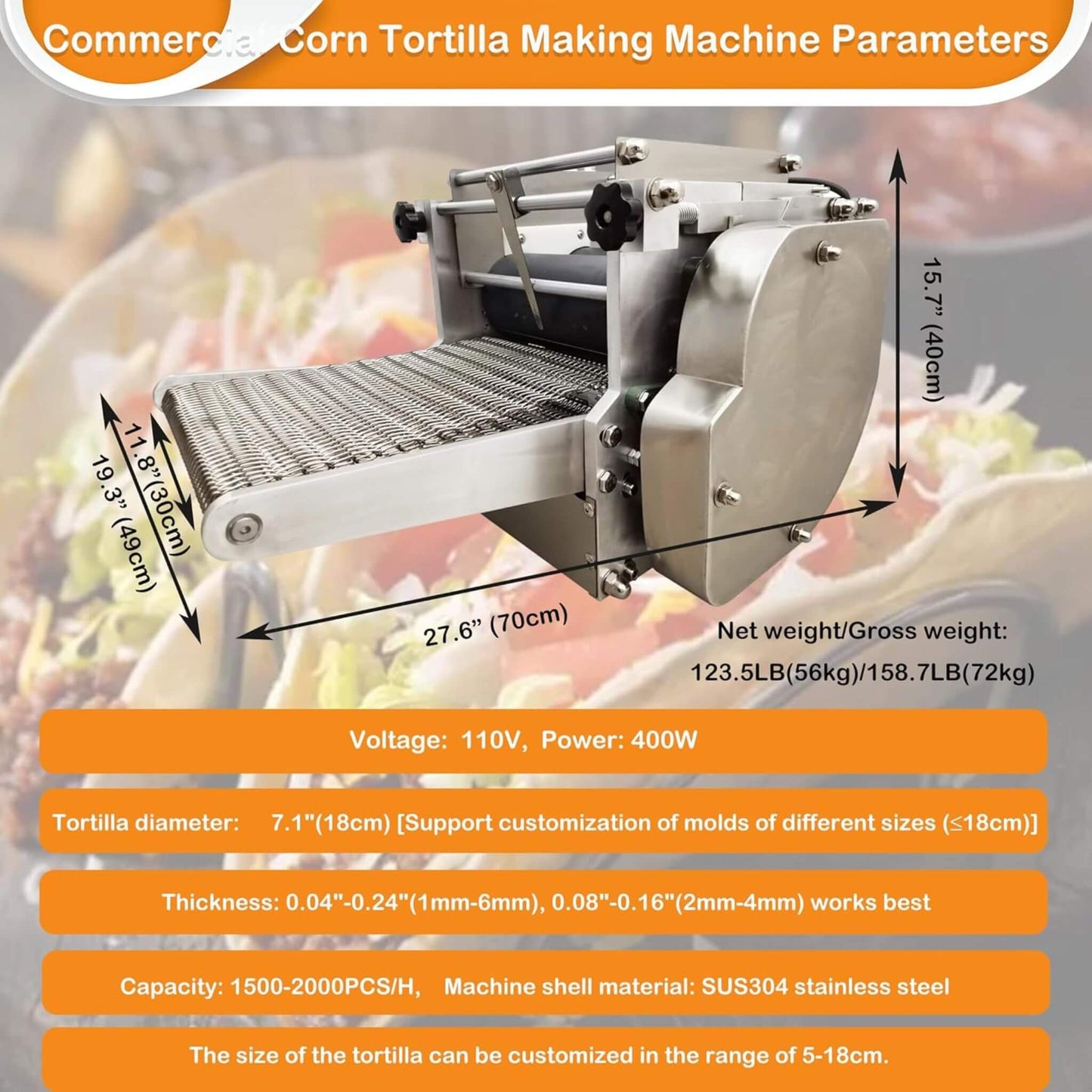 Heavy-Duty Commercial Automatic Corn Tortilla Making Machine