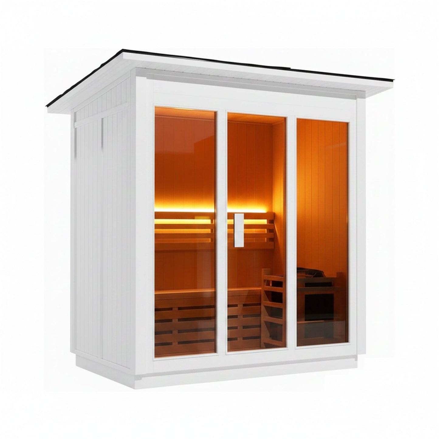 Custom 6-Person Luxury Canadian Red Cedar Outdoor Steam Sauna with Heater and Stones