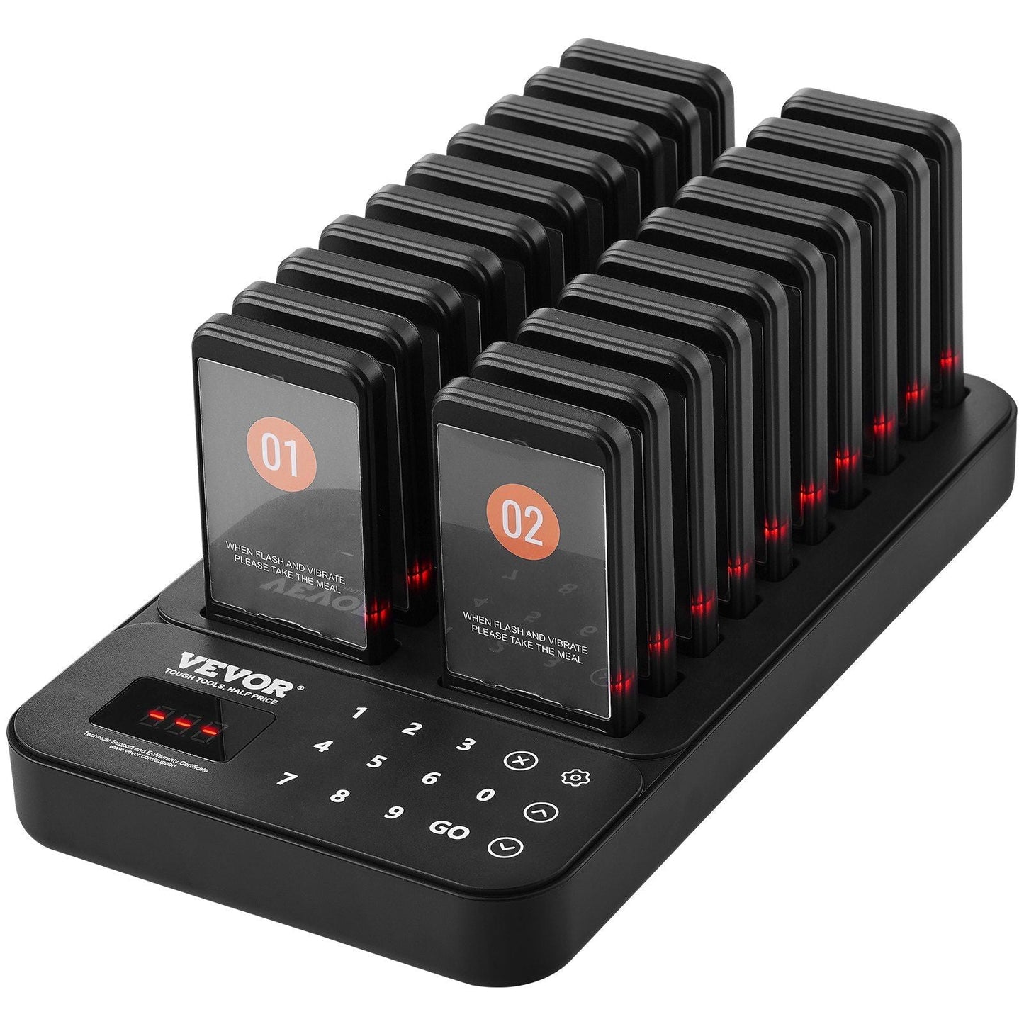 Restaurant Pager System, Wireless 400m Long Range Lineup Waiting Queue Signal, Guest Customer Calling Beepers with Vibration & Flashing