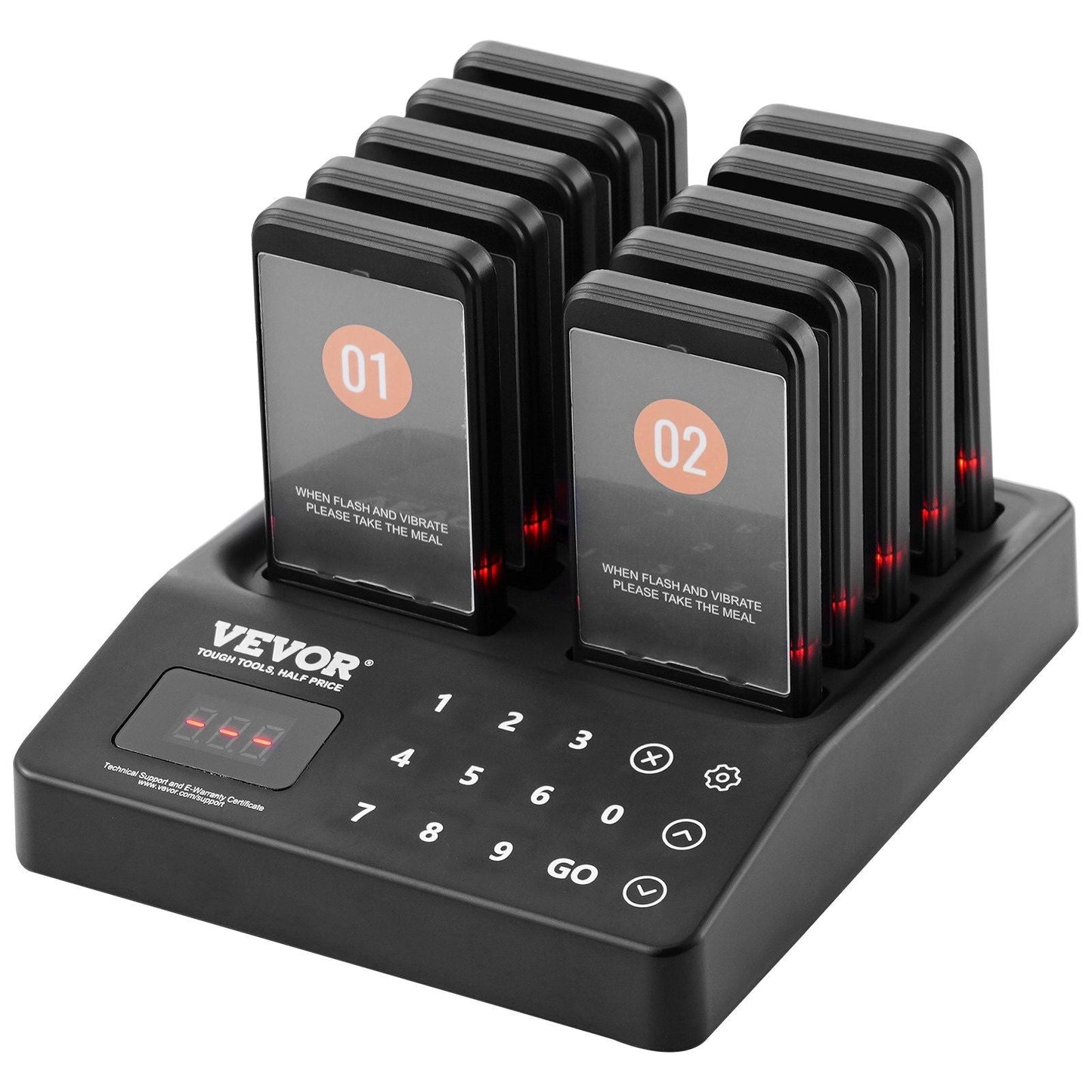 Restaurant Pager System Wireless 400m Long Range Lineup Waiting Queue Signal, Guest Customer Calling Beepers with Vibration & Flashing