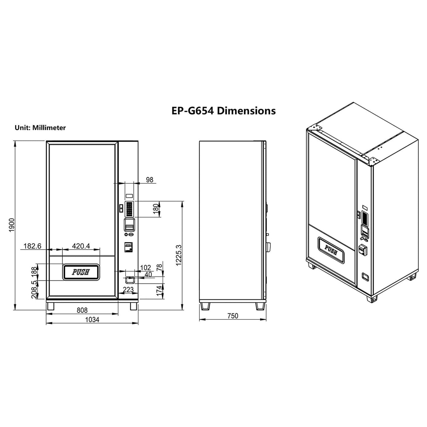 Epx Large 6FT Snacks And Drinks Combo Vending Machine With Dual Zone Refrigeration And Bill Acceptor