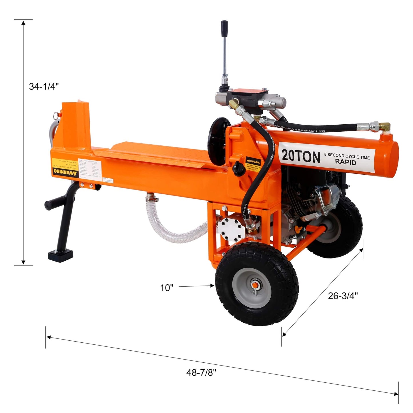Heavy-Duty 20-Ton 7HP Portable Log Splitter with Auto-Return Hydraulic Ram