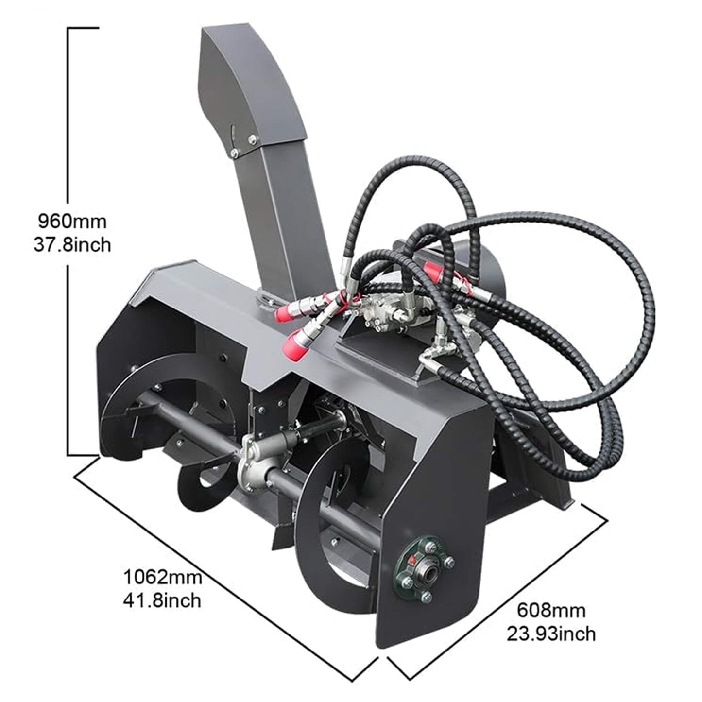 Heavy-Duty 23-Inch Skid Steer Snow Blower Attachment with Directional Chute