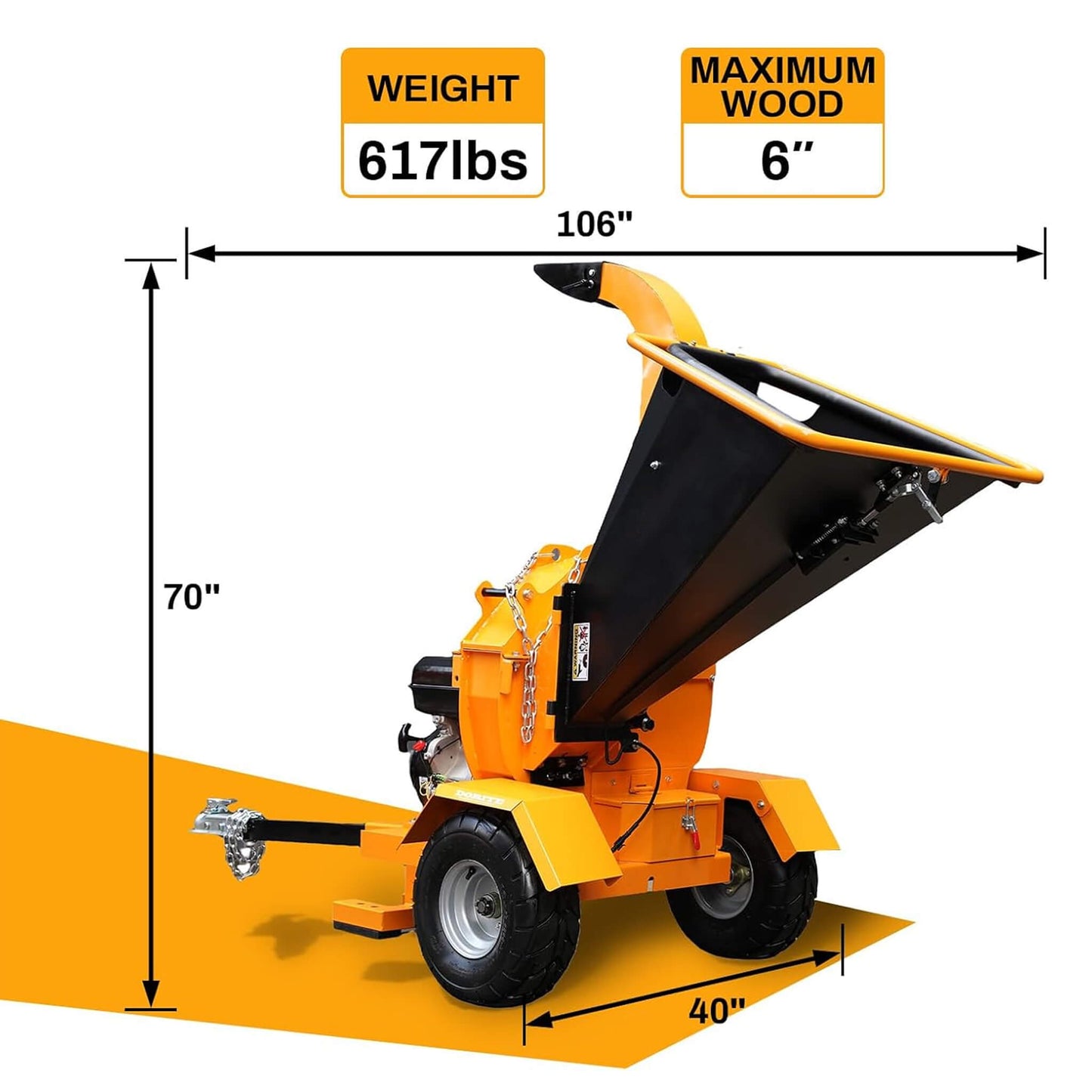 Heavy-Duty 6-Inch 420CC 15HP Towable Gas Wood Chipper Shredder
