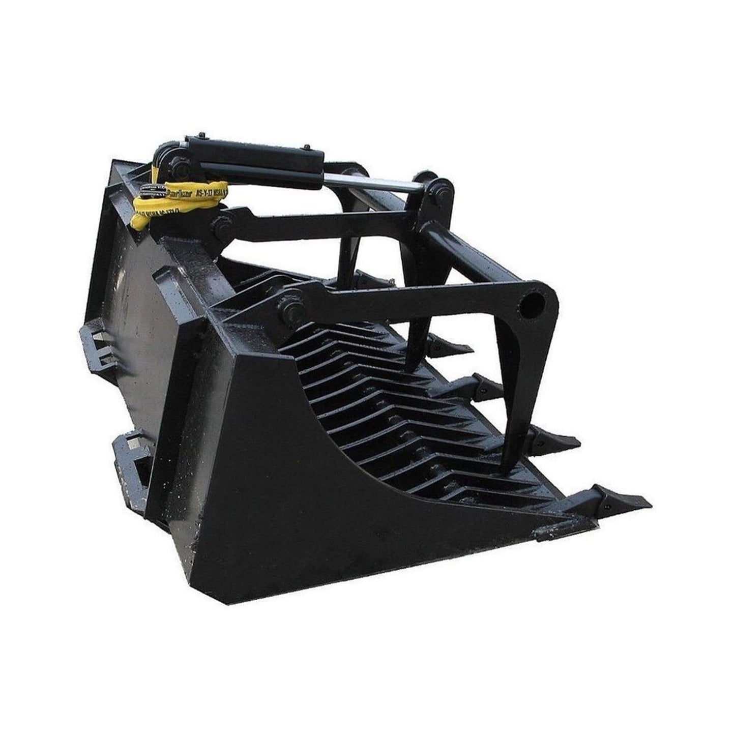 Heavy-Duty 66-Inch Rock Grapple Bucket Tractor Attachment with Tongs