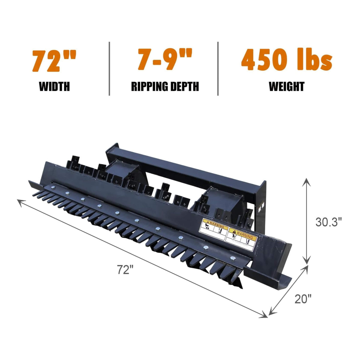 Heavy-Duty 72-Inch Leveler Ripper Scarifier Skid Steer Attachment