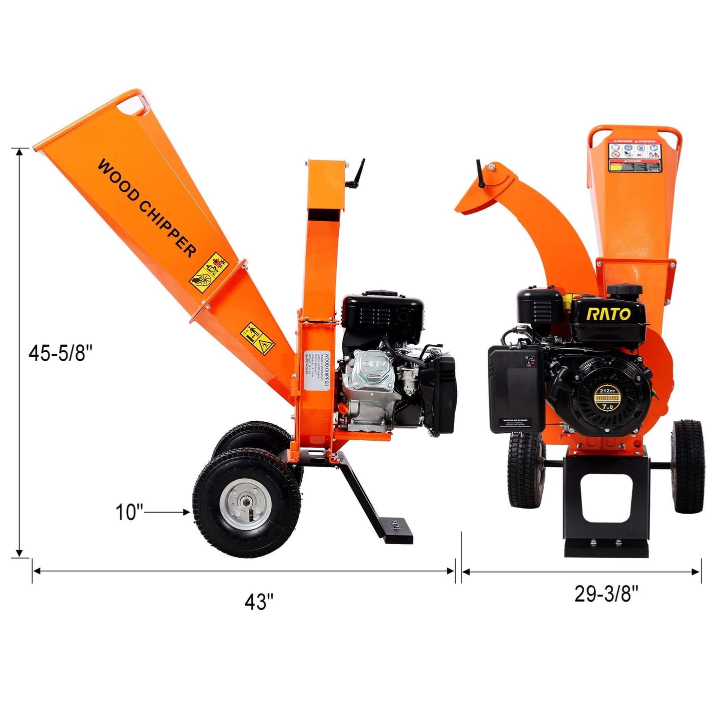 Heavy-Duty 7HP 212CC Gas Wood Chipper Shredder Mulcher