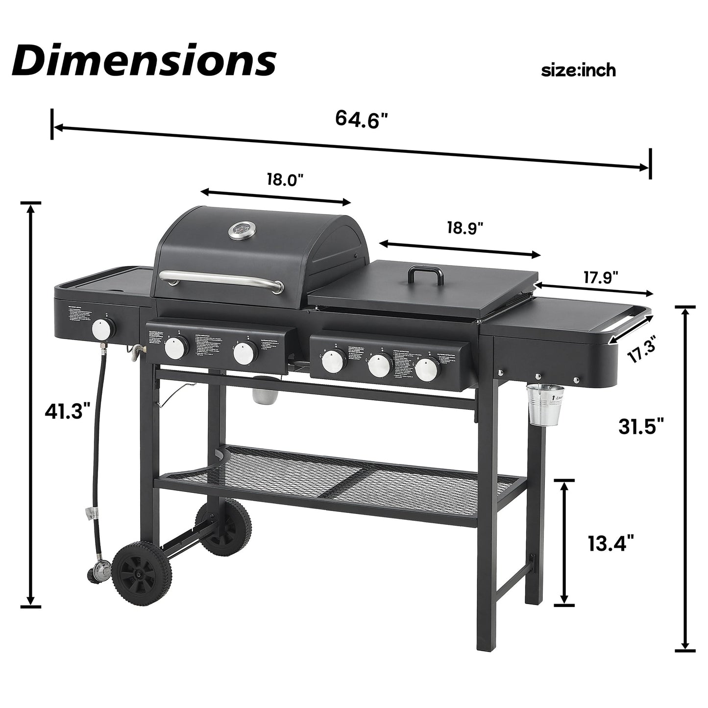 Castelle Flame Heavy-Duty All-In-One Outdoor 5-Burner 56K BTU LP Grill