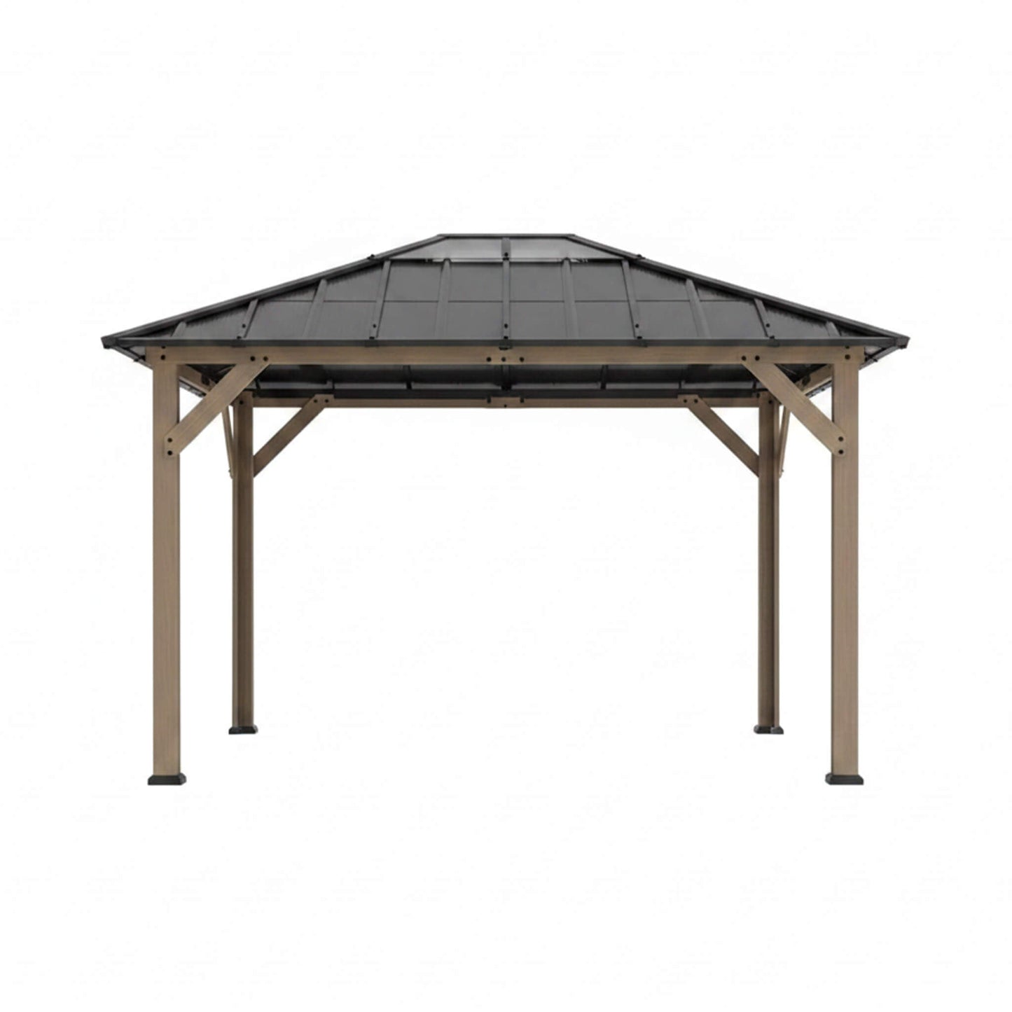 8FT X 10FT Alora Heavy-Duty Fir Wood Hardtop Gazebo with Galvanized Steel Roof and Ceiling Hooks