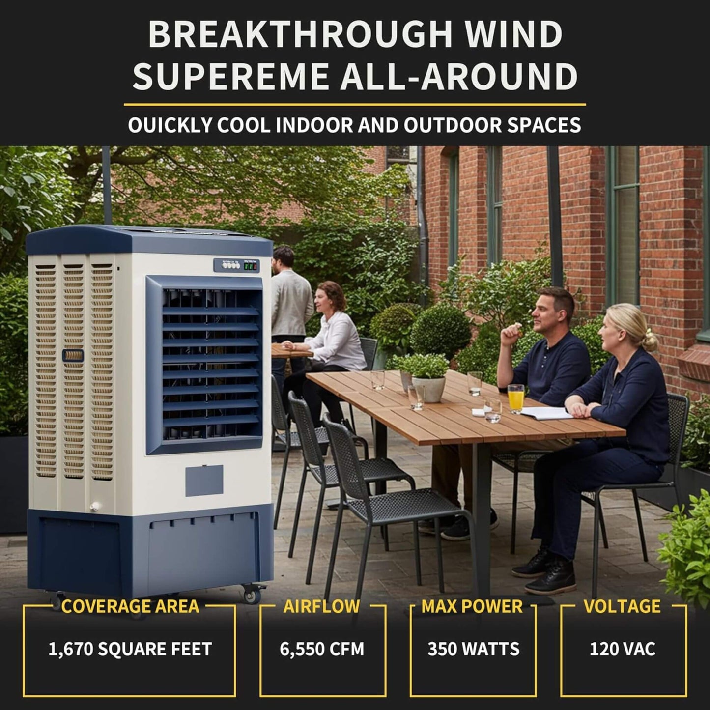 Heavy-Duty Industrial Outdoor Swamp Cooling Fan with Continuous Auto Fill