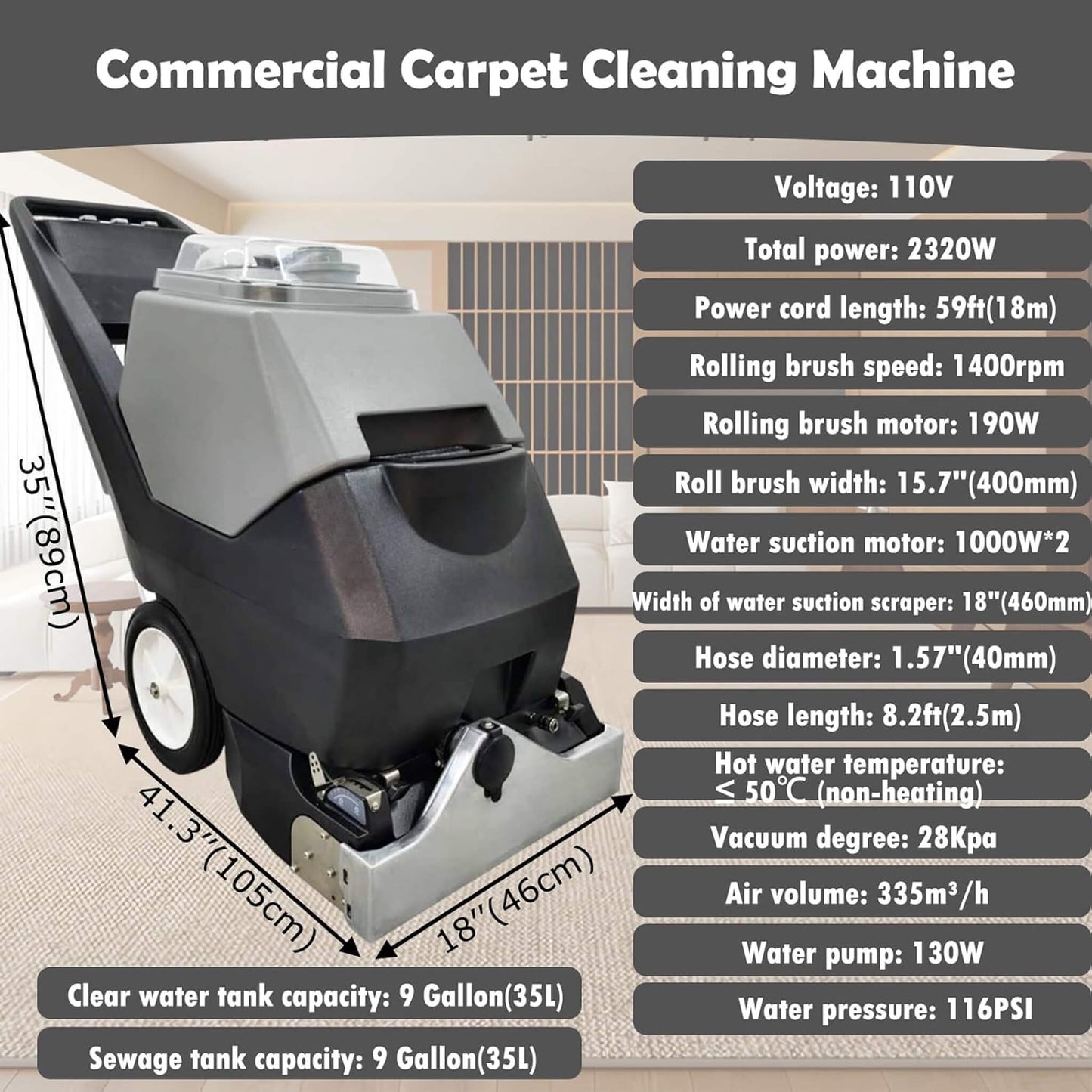 Heavy-Duty Portable Commercial 3-In-1 Wet Dry Carpet Cleaner