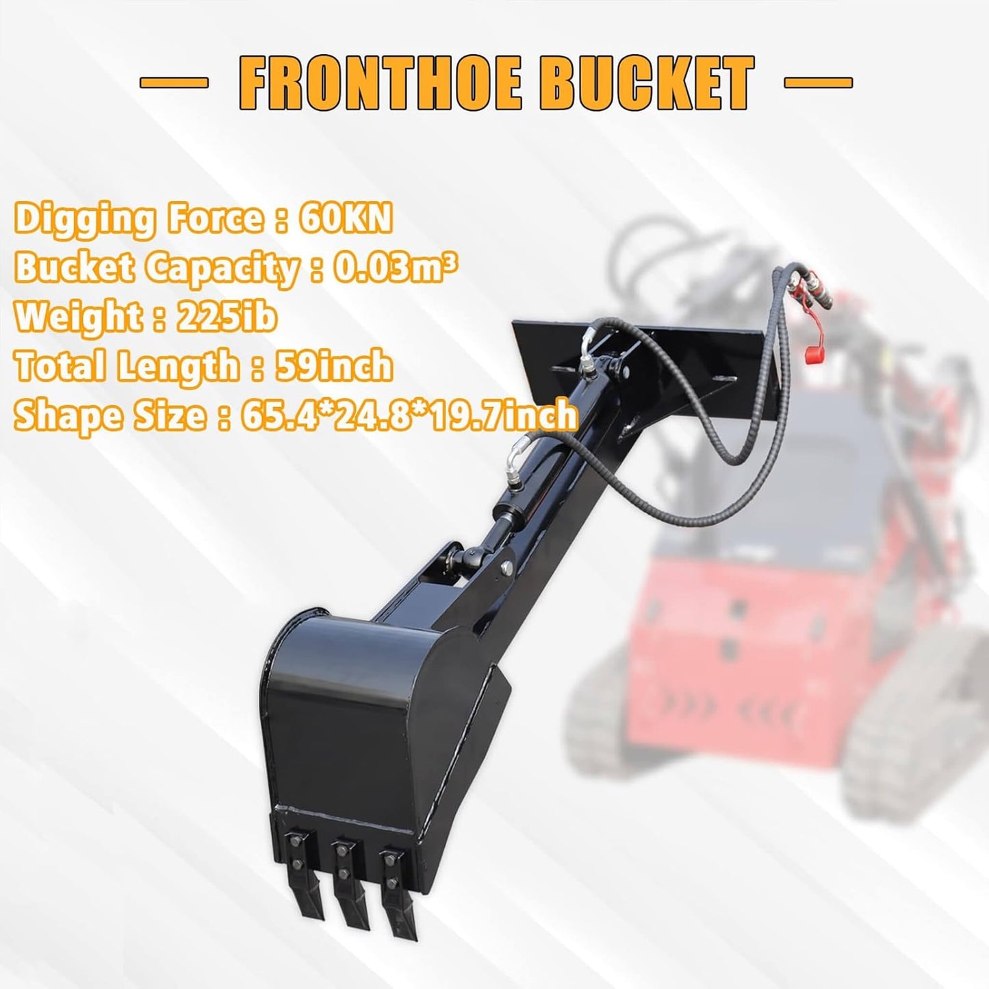 Heavy-Duty Skid Steer Fronthoe Attachment with 12-Inch Bucket