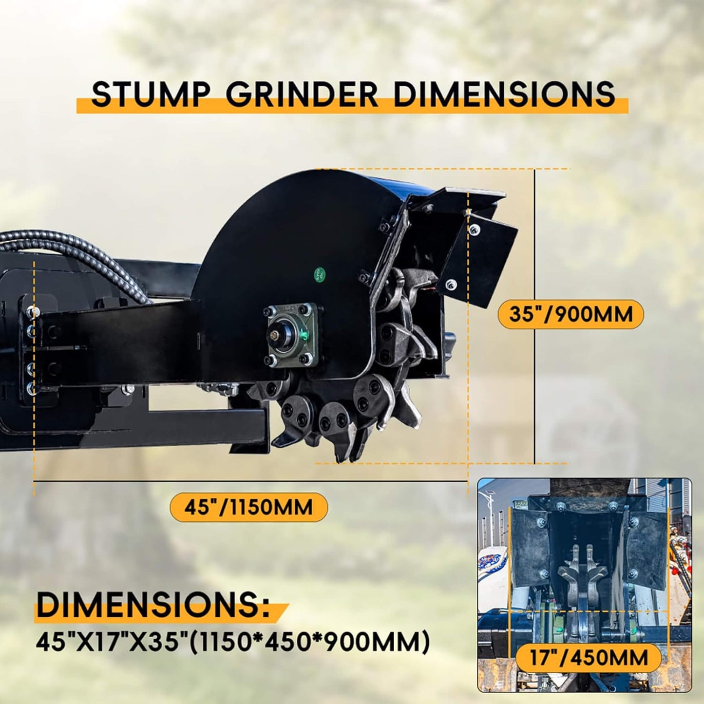 Heavy-Duty Skid Steer Stump Grinder Attachment with High-Speed Cutting Wheel