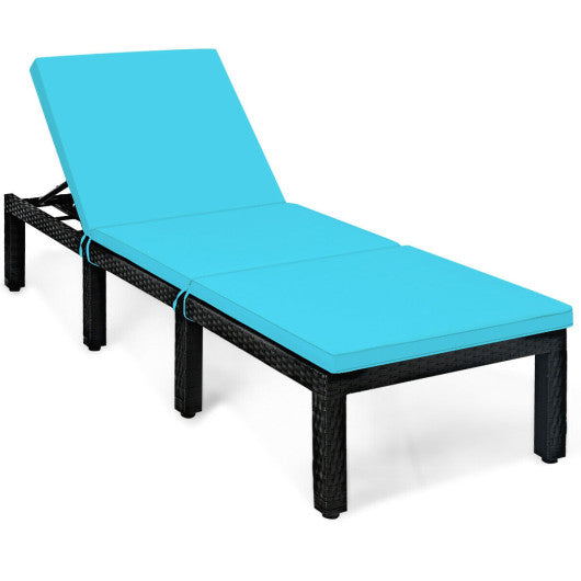 Patio Rattan Cushioned Height Adjustable Lounge Chair - Blue