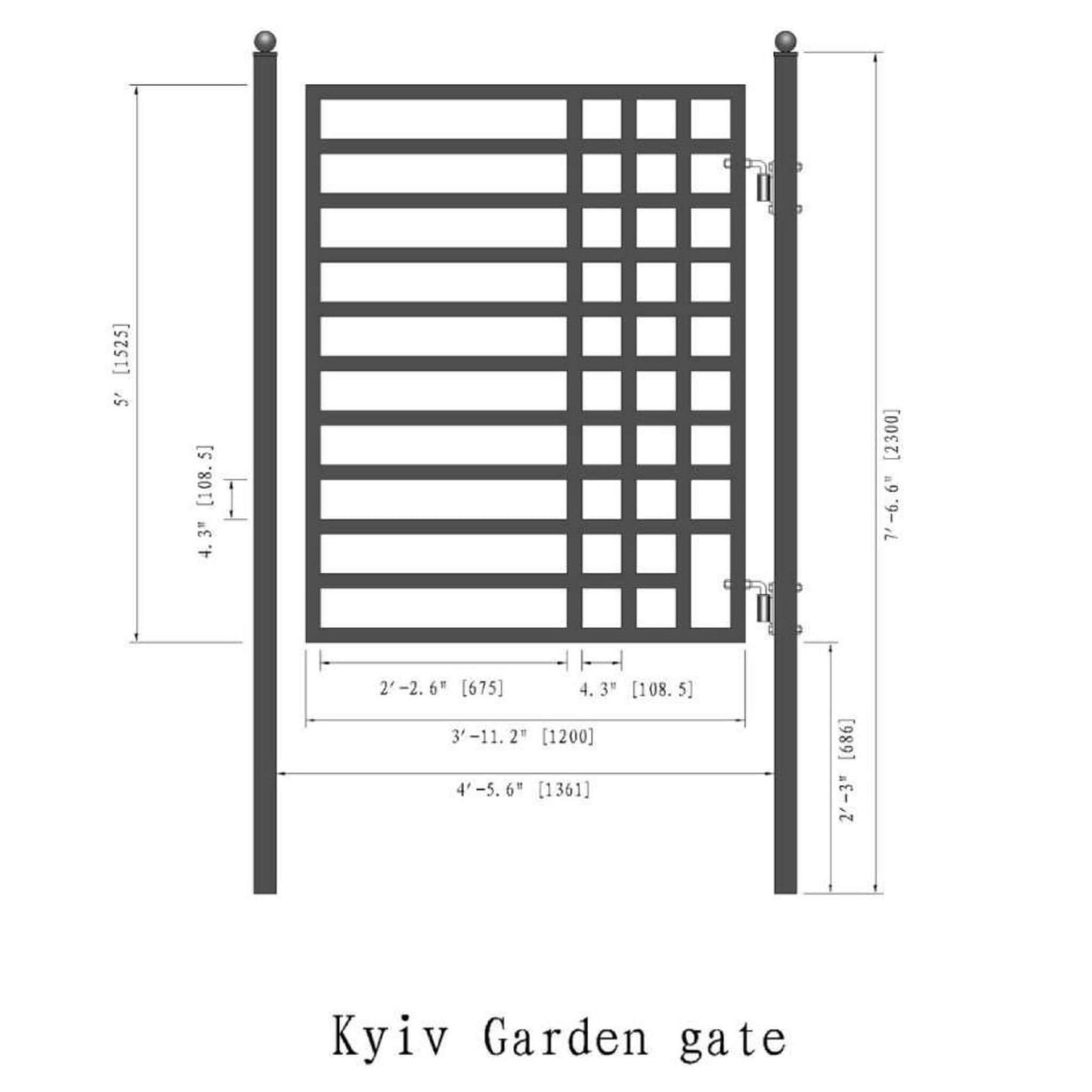 5FT Heavy-Duty Kyiv-Style Powder-Coated Galvanized Steel Pedestrian Gate