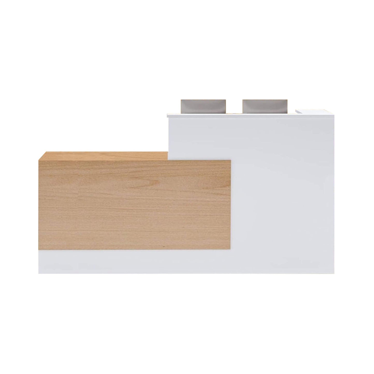 Velmor L-Shaped Modern Brown and White Reception Desk with Lockable Drawers