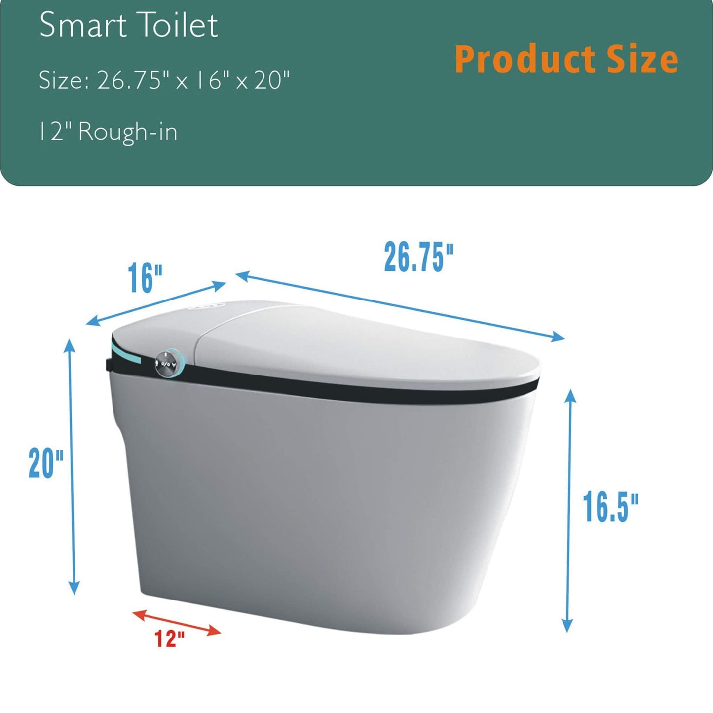 Nuvia Luxury Smart Toilet With Built-In Auto Open and Close Bidet Seat, Foot Sensor, LED Display and Night Light