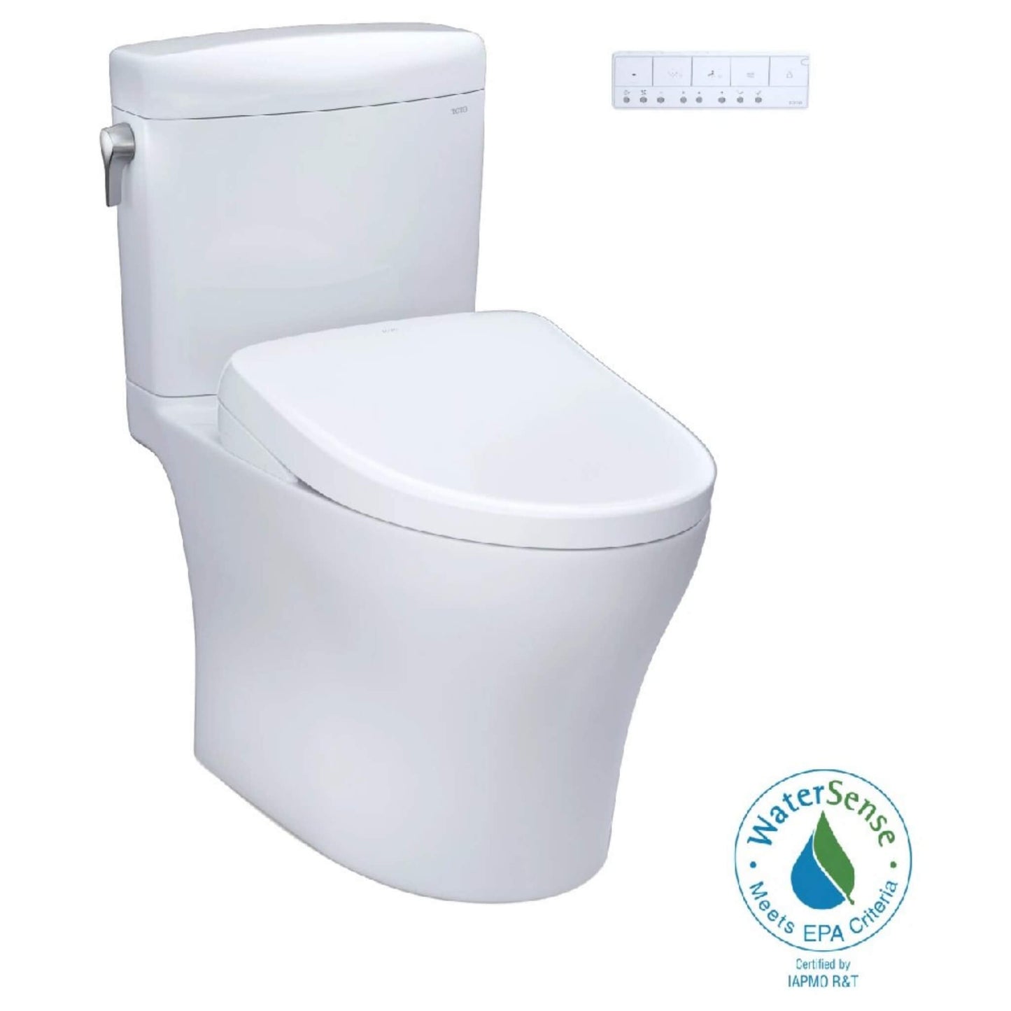 TOTO Aquia IV Cube 1.28 GPF and 0.9 GPF Dynamax Tornado Flush Toilet with Washlet S7A Bidet Seat