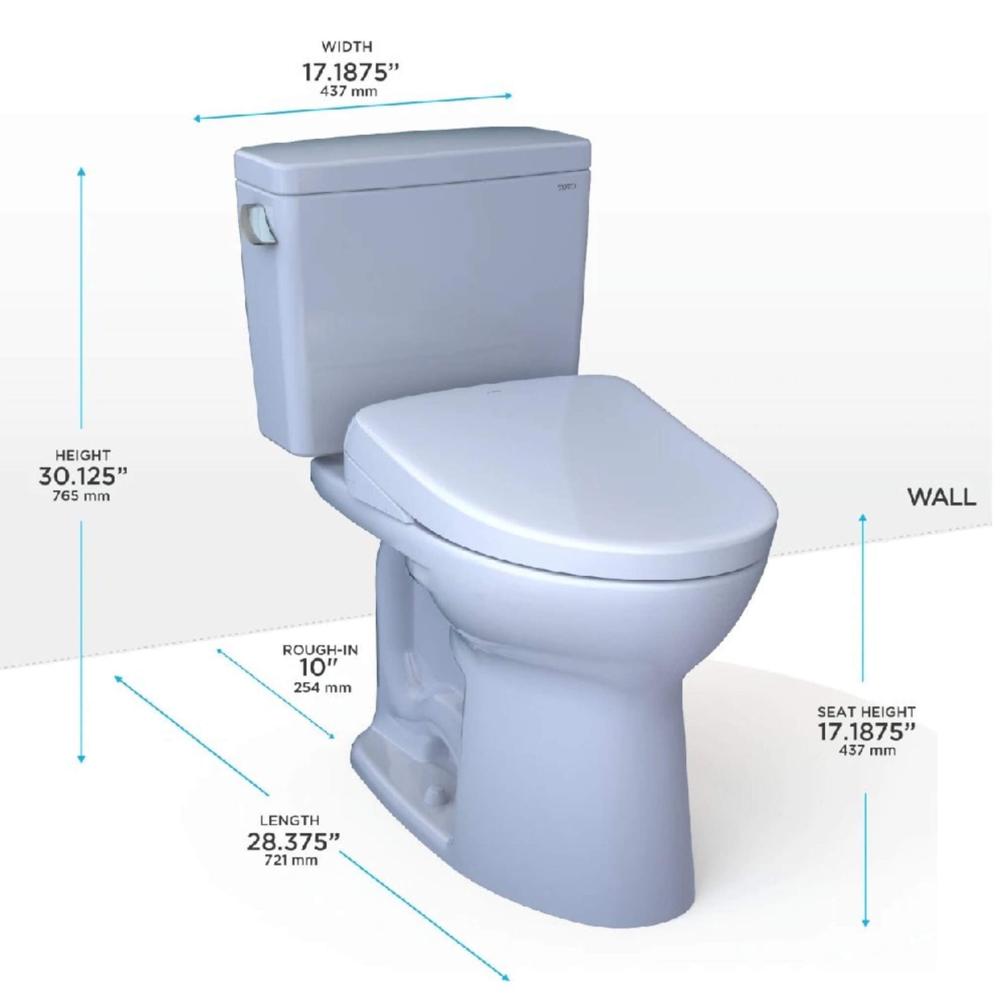TOTO Drake Washlet S7A with 1.28 GPF Universal Height 10-Inch Rough-In Elongated Bidet Toilet