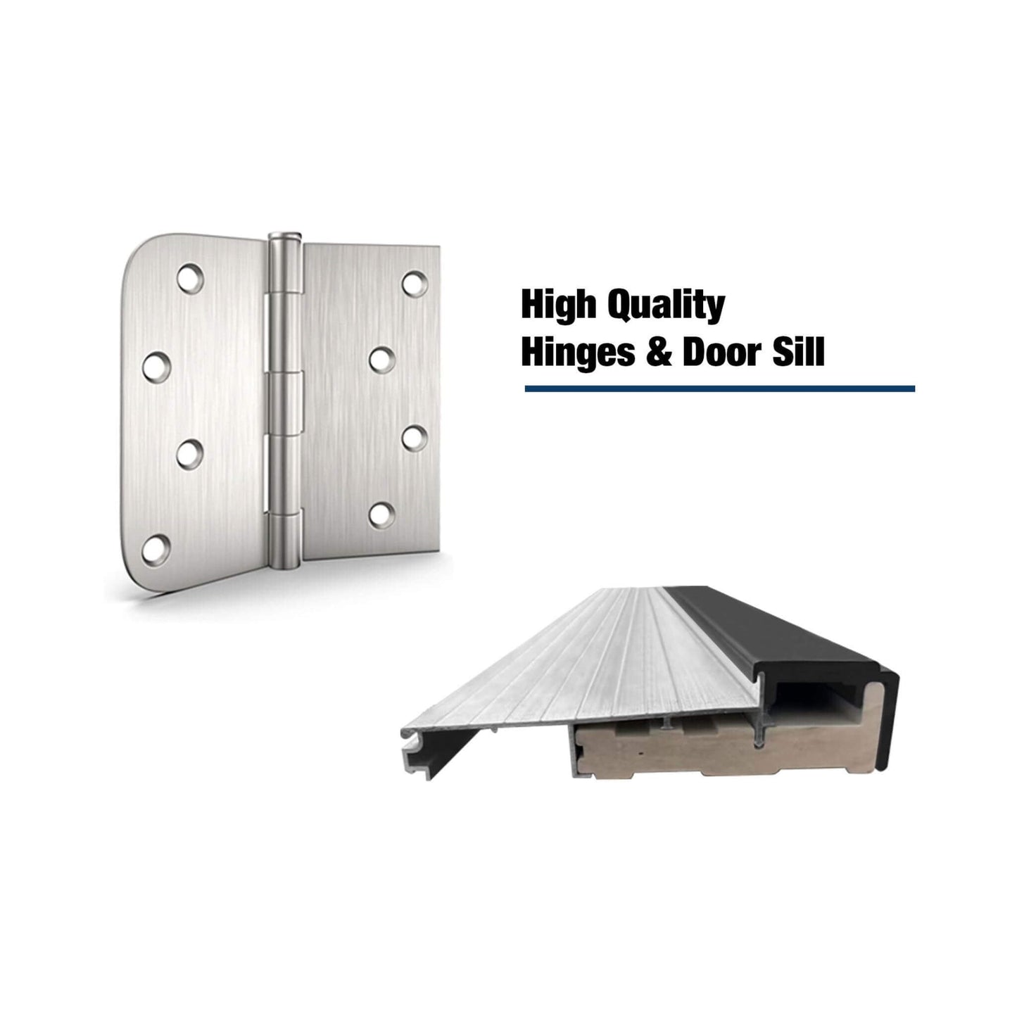 36" x 80" Inch Nuvia Modern Frosted Glass Black Fiberglass Front Door with Right Inswing