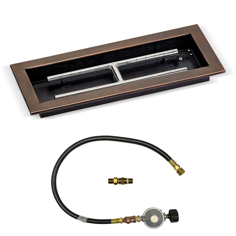Rectangular Oil Rubbed Bronze Drop-In Pan with Match Lit Kit