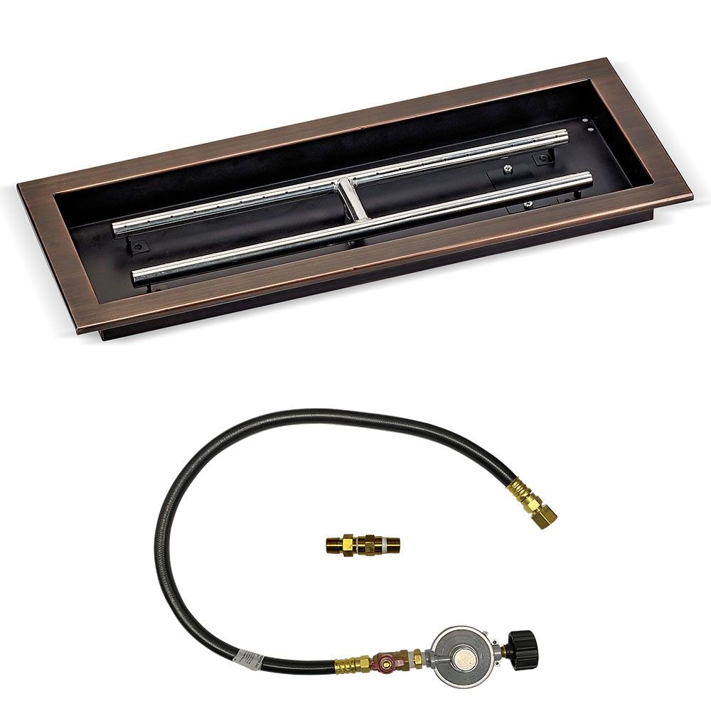 Rectangular Oil Rubbed Bronze Drop-In Pan with Match Lit Kit