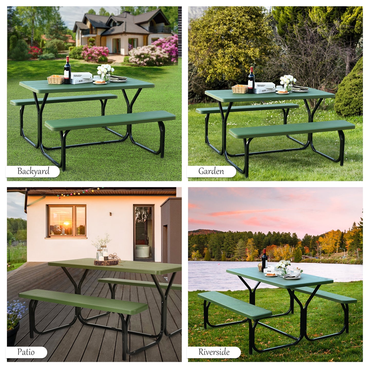 Outdoor Picnic Table Bench Set for Camping