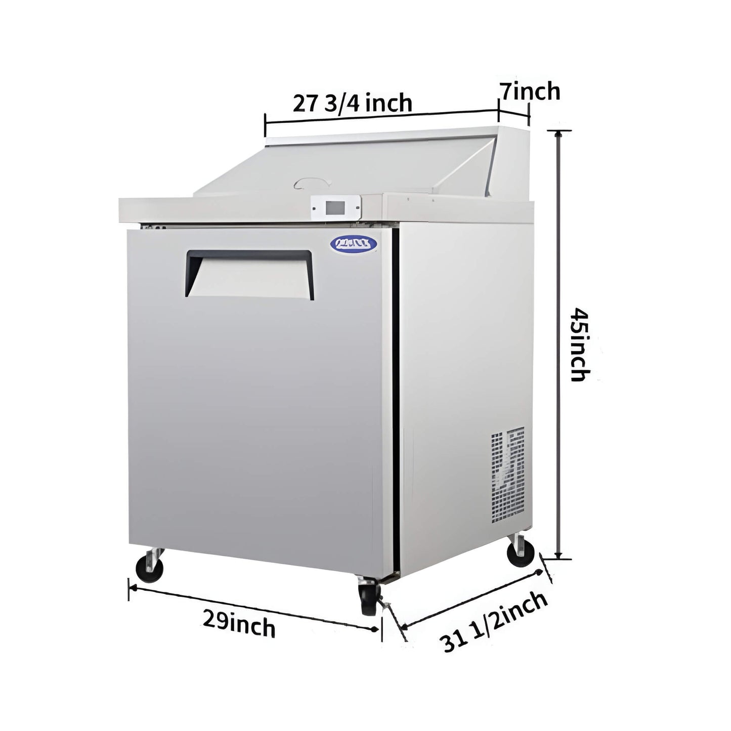 Orikool Commercial Refrigerator Sandwich & Salad Prep Table With Butcher Block Cutting Board