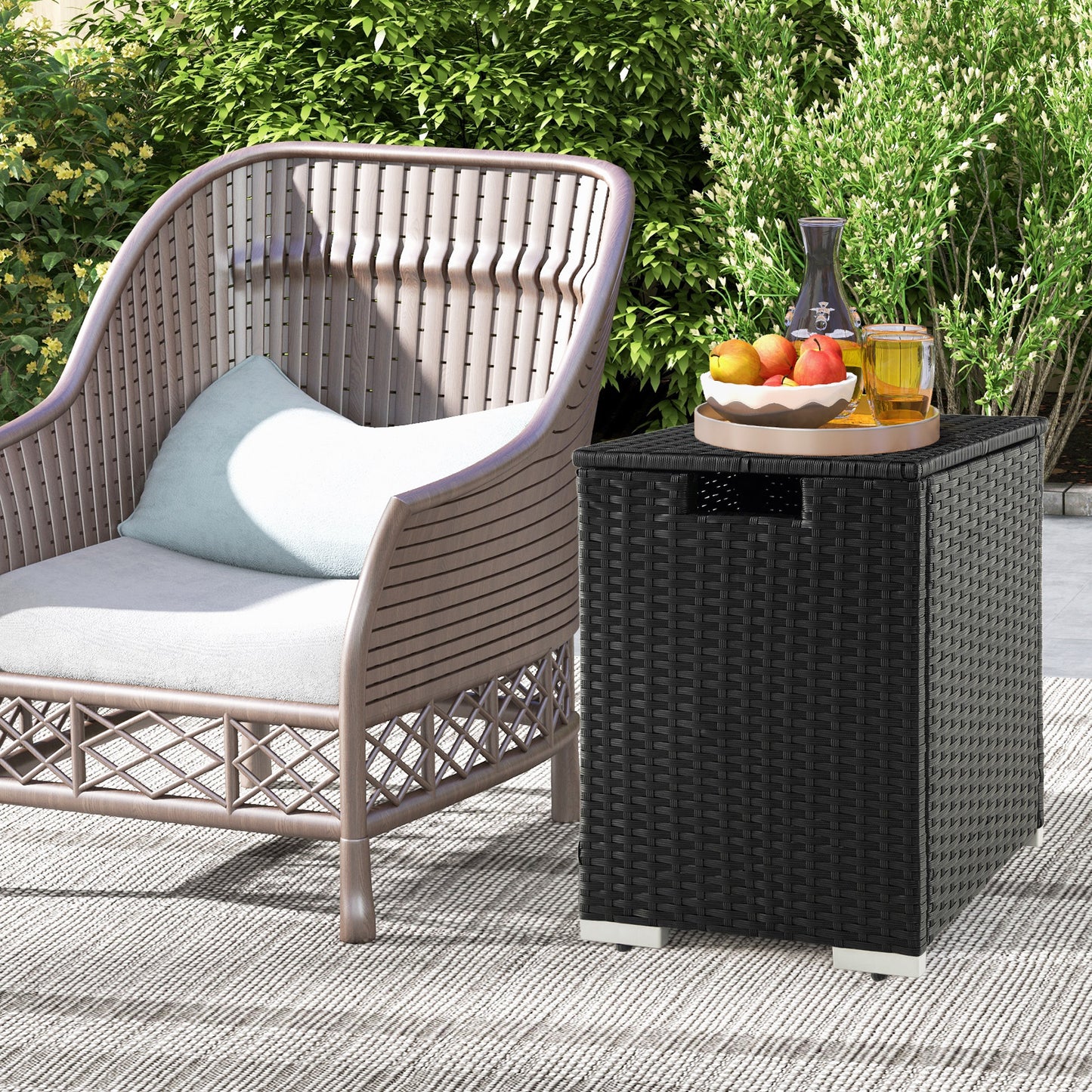 2-in-1 Patio Rattan Gas Propane Tank Cover for 20 lbs Propane Tanks