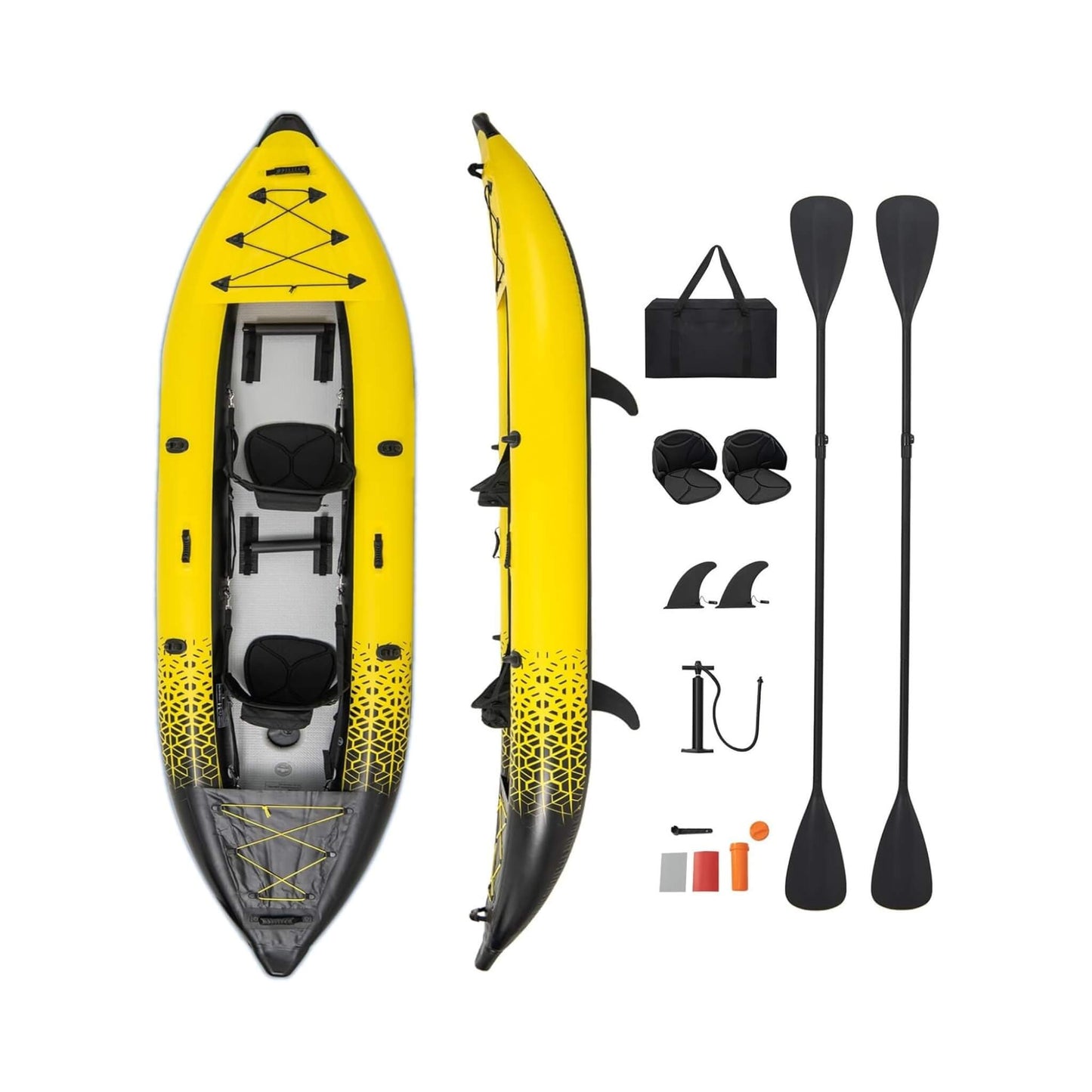 Premium 12FT 2-Person Inflatable Tandem Kayak Kit with Pump and Paddles