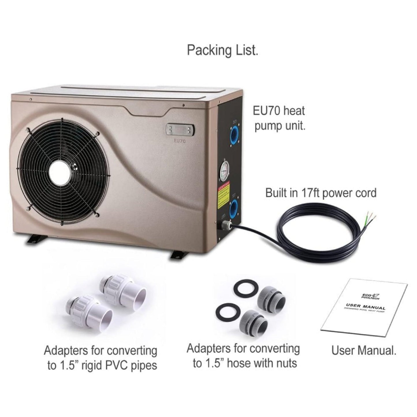 Premium Electric Backyard Swimming Pool Heater Pump for Above And Inground Pools, 6500 Gallons