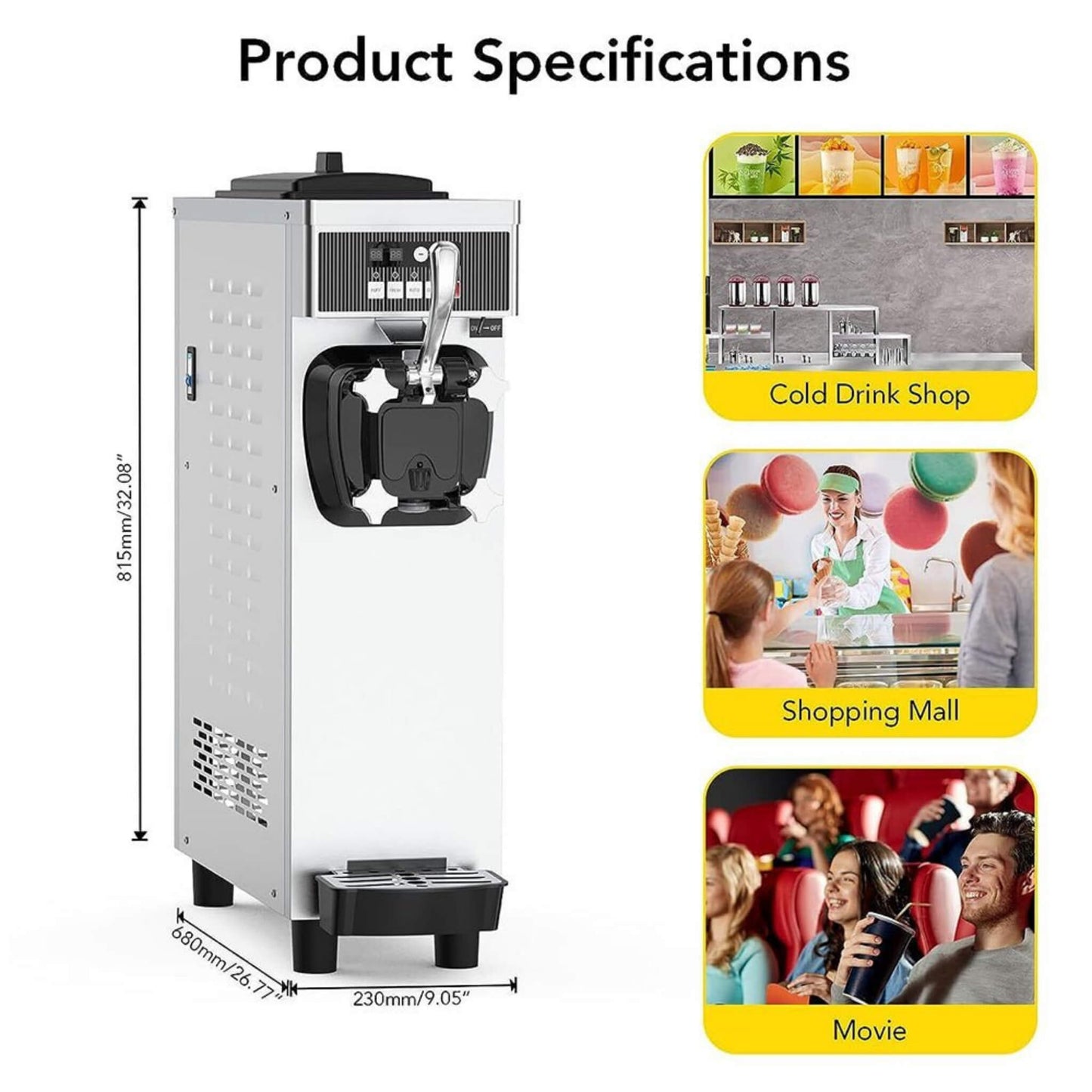 Premium Industrial Single Flavor Soft Serve Ice Cream Maker Machine 1200W