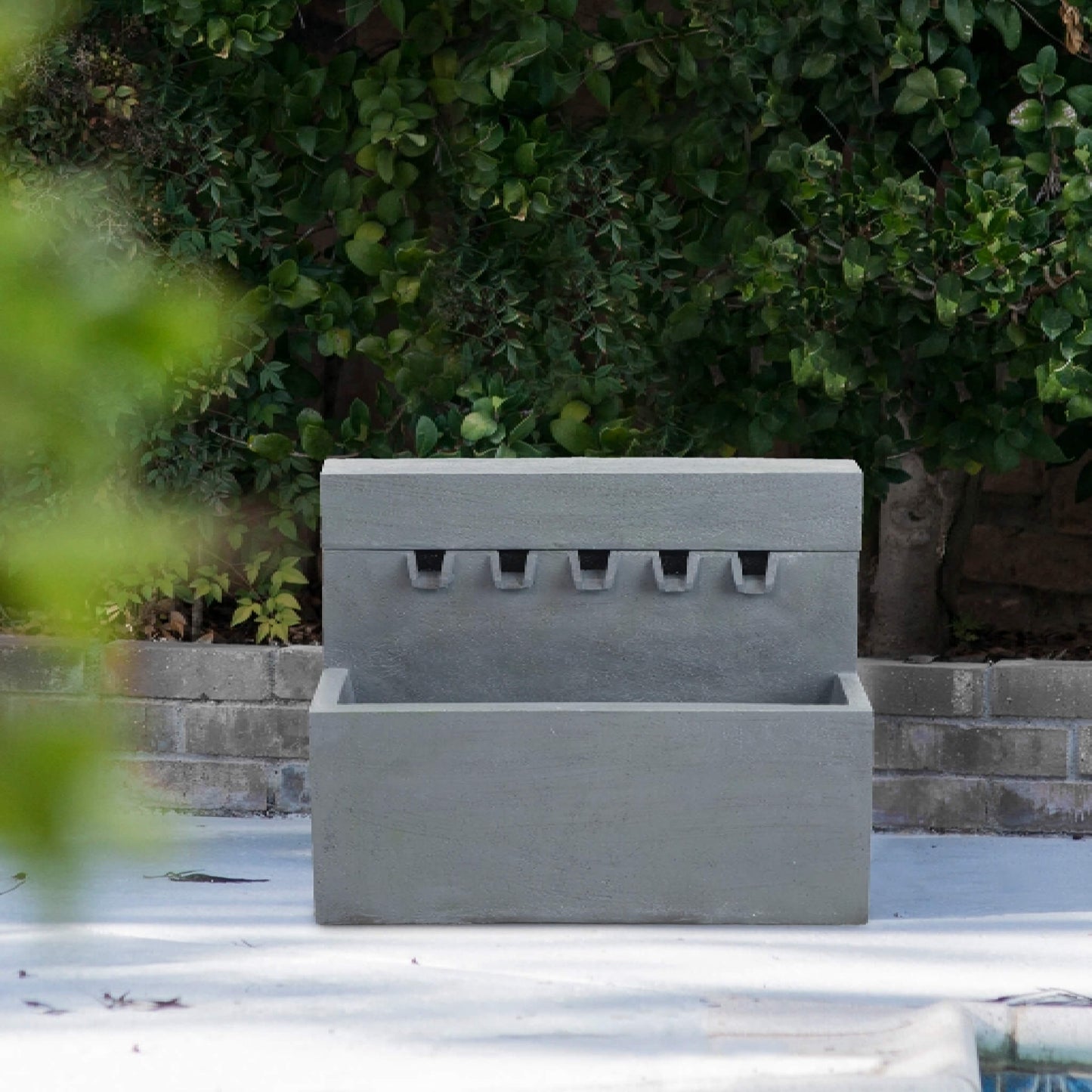 Alora Premium Outdoor Contemporary Modern Rectangular Decorative Water Fountain, Gray