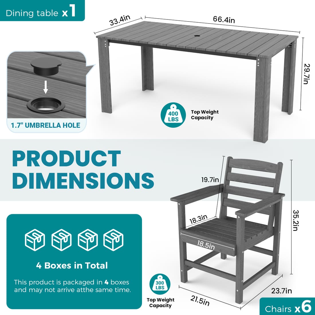 Corex HDPE Classic Dining Set, 7-Piece