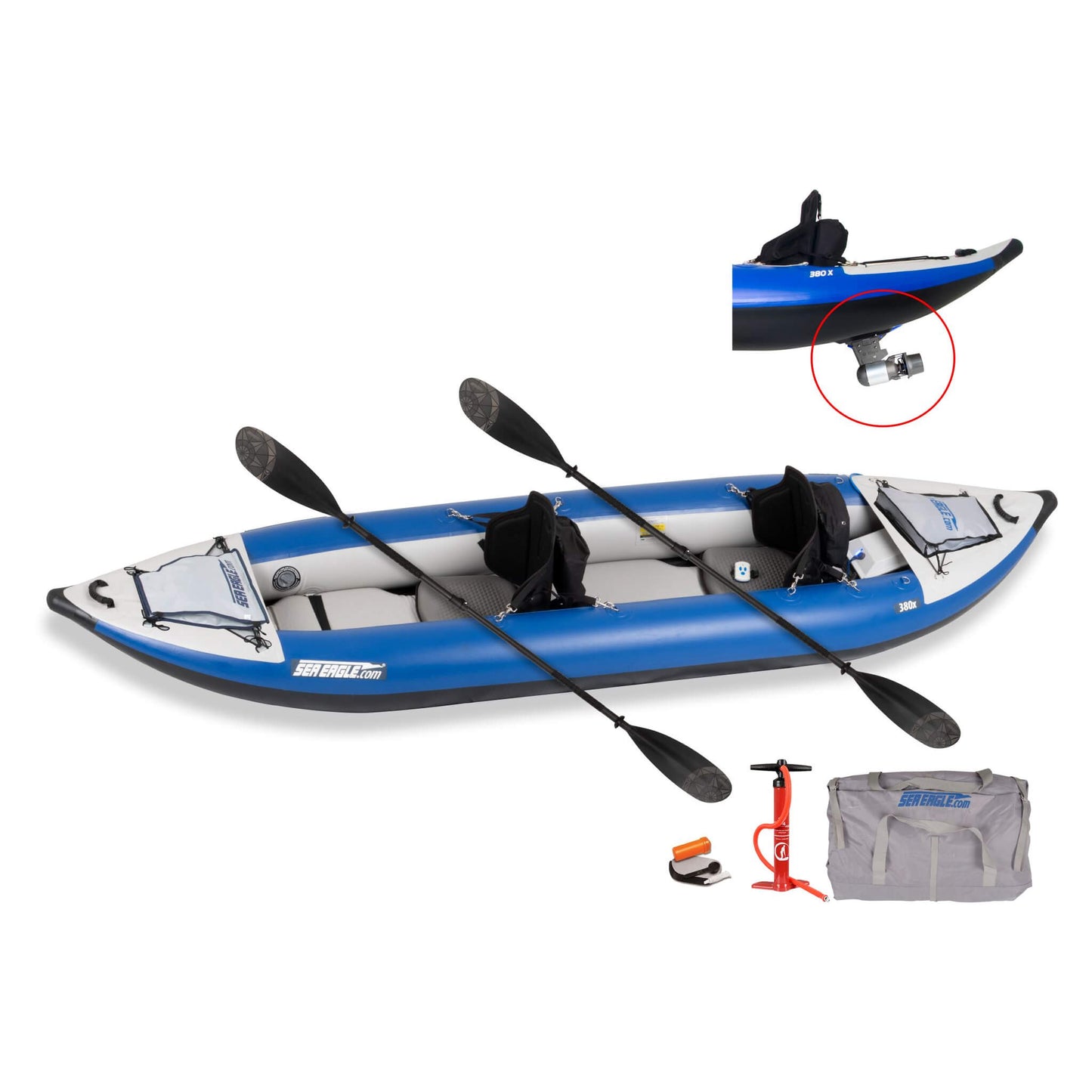 Sea Eagle 380X Explorer 3-Person Inflatable Kayak with Large Removable Rear Center Skeg