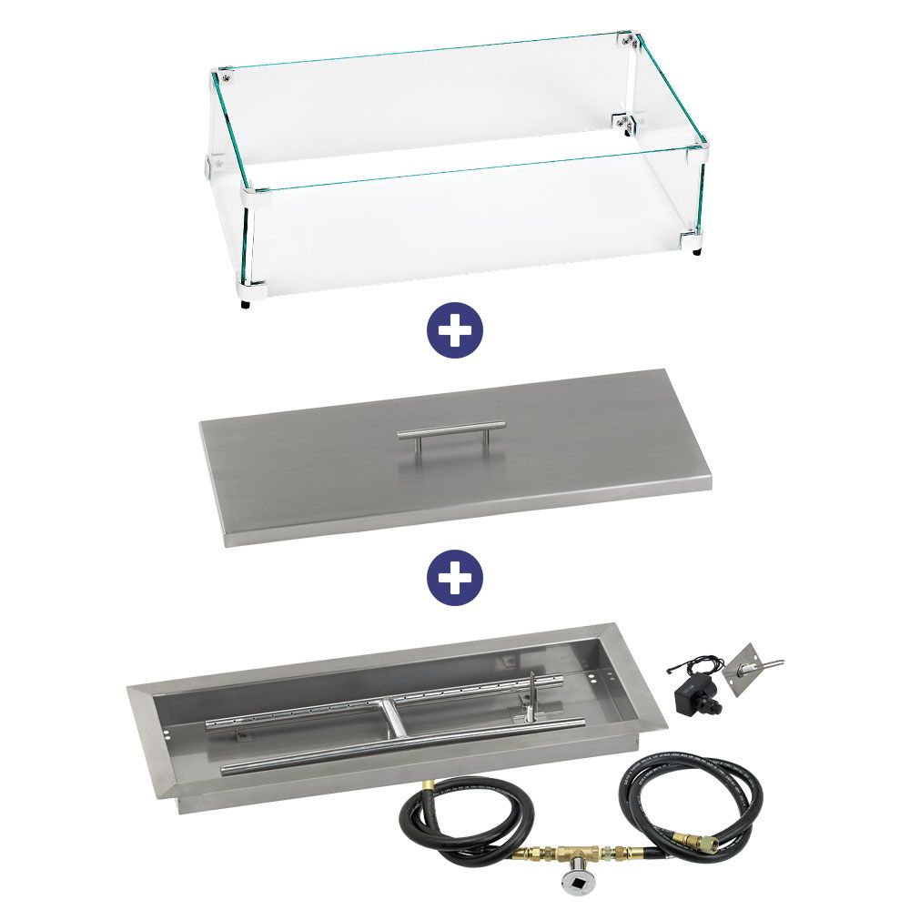 Rectangular Stainless Steel Drop-In Pan with Spark Ignition Kit - Bundle