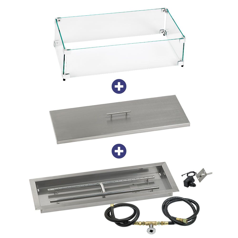Rectangular Stainless Steel Drop-In Pan with Spark Ignition Kit - Bundle