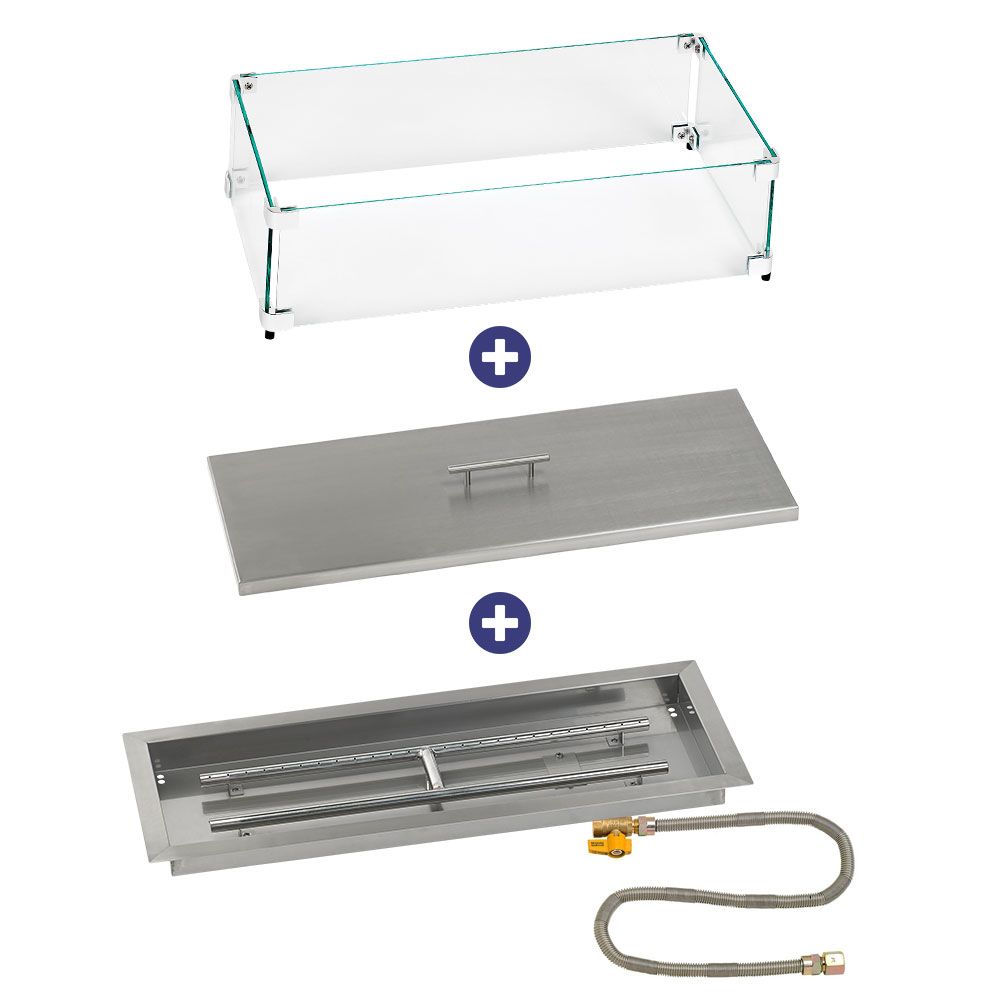 Rectangular Stainless Steel Drop-In Pan with Match Lit Kit - Bundle