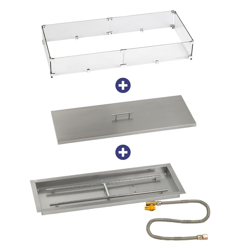 Rectangular Stainless Steel Drop-In Pan with Match Lit Kit - Bundle