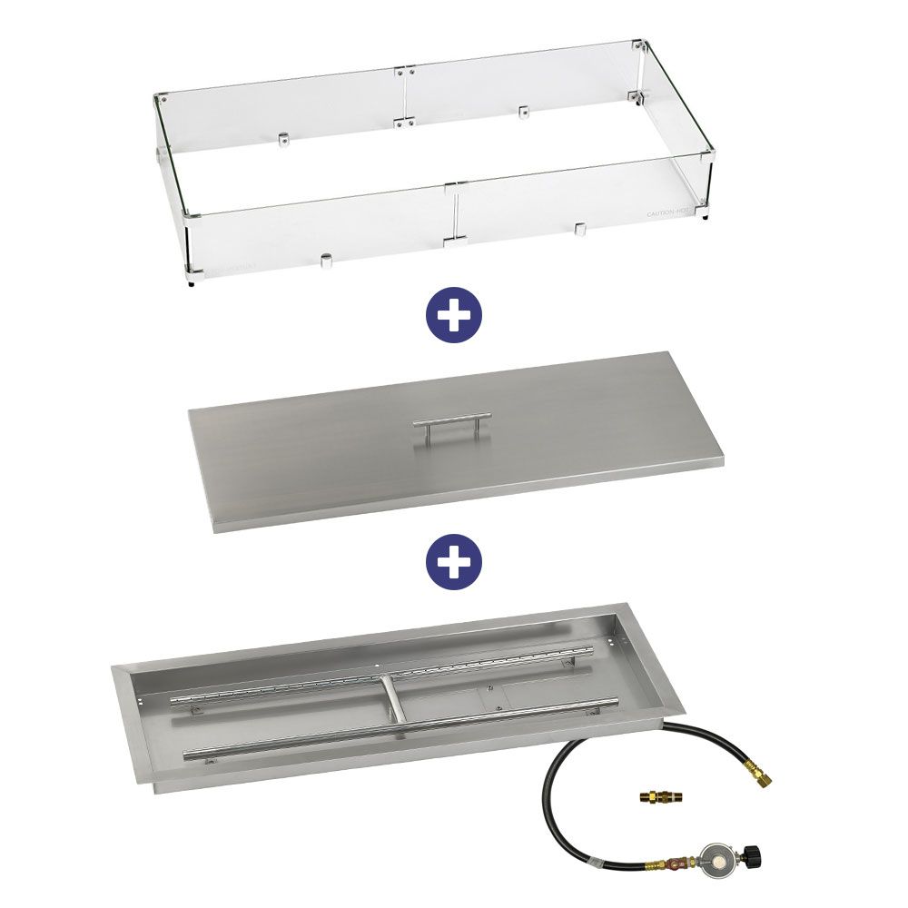 Rectangular Stainless Steel Drop-In Pan with Match Lit Kit - Bundle