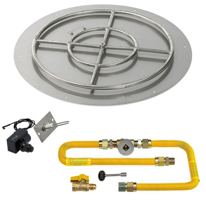 Round Stainless Steel Flat Pan with Spark Ignition Kit - High Capacity