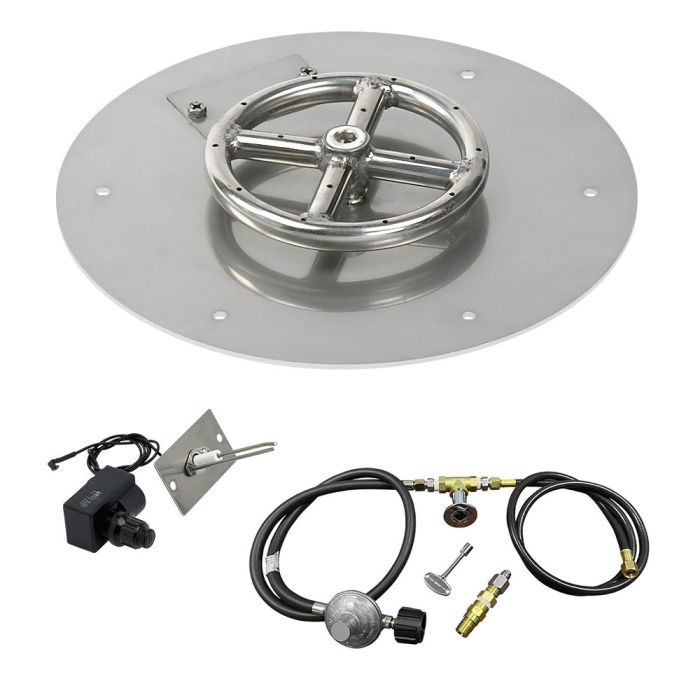 Round Stainless Steel Flat Pan with Spark Ignition Kit