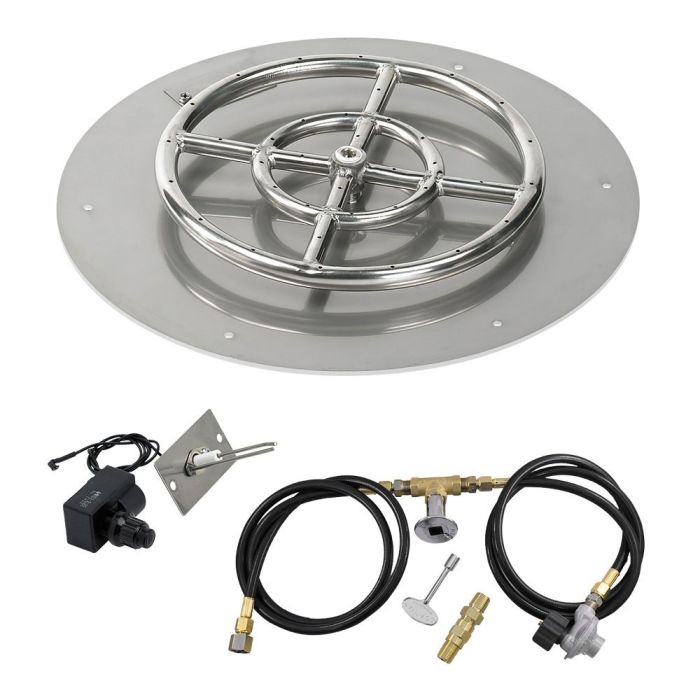 Round Stainless Steel Flat Pan with Spark Ignition Kit