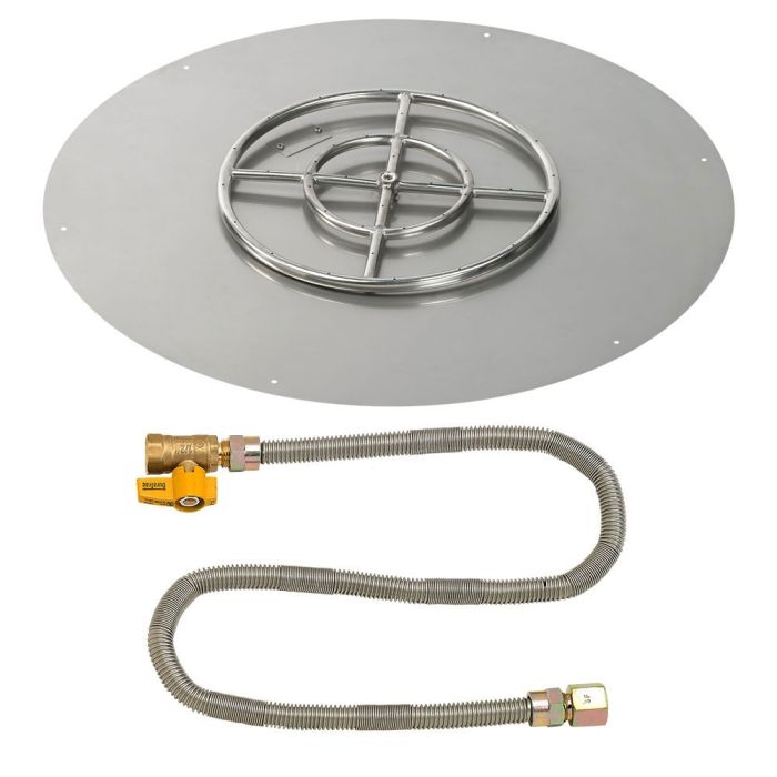 Round Stainless Steel Flat Pan with Match Lit Kit