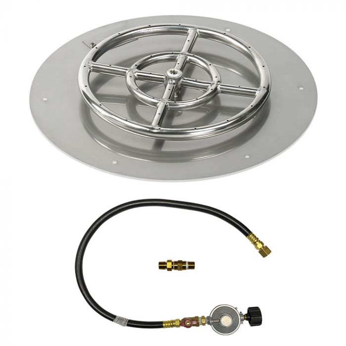 Round Stainless Steel Flat Pan with Match Lit Kit